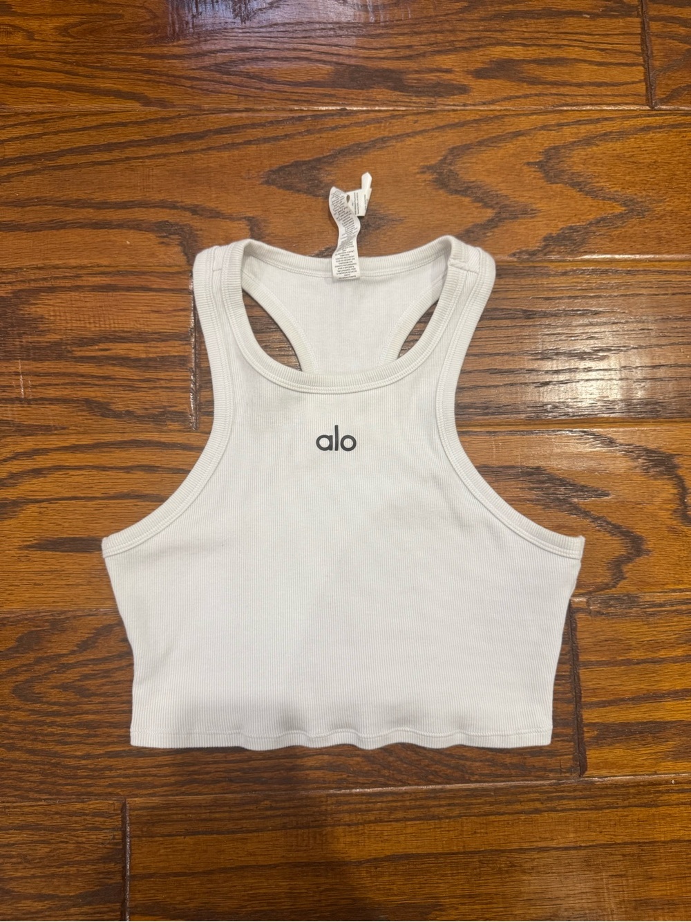ALO Yoga White Aspire Ribbed Racerback Tank